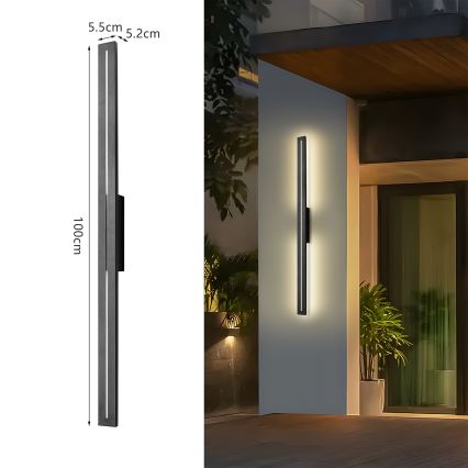 Brilagi - LED utomhusväggarmatur LINEO LED/24W/230V 3000K IP65 100 cm svart