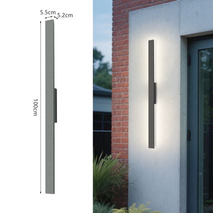 Brilagi - LUNA LED utomhusväggarmatur 24W/230V 3000K IP65 100 cm antracit CRI 90