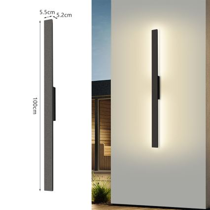 Brilagi - LED utomhusvägglampa LUNA 24W/230V 3000K IP65 100 cm svart CRI 90