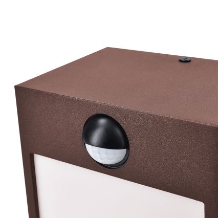 Brilagi - LED utomhusvägglampa med sensor TERNI LED/12W/230V brun IP44