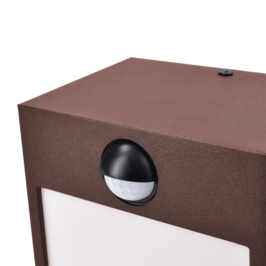 Brilagi - LED utomhusvägglampa med sensor TERNI LED/12W/230V brun IP44