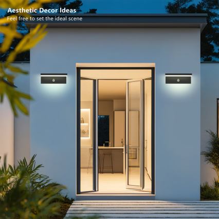 Brilagi - LED utomhusväggarmatur med sensor TESSI LED/10W/230V svart IP54