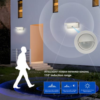 Brilagi - TESSI LED väggarmatur för utomhusbruk med sensor LED/10W/230V vit IP54