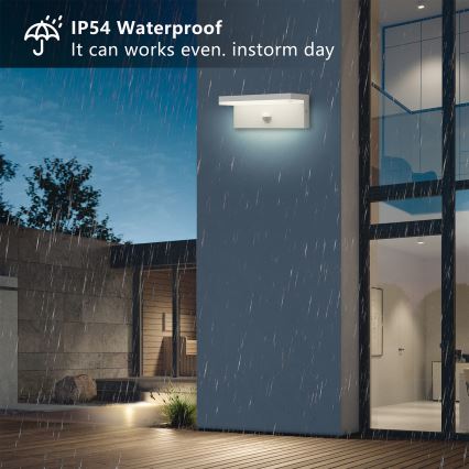 Brilagi - TESSI LED väggarmatur för utomhusbruk med sensor LED/10W/230V vit IP54