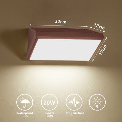 Brilagi - LED utomhusvägglampa TRIANGLE LED/20W/230V brun IP65