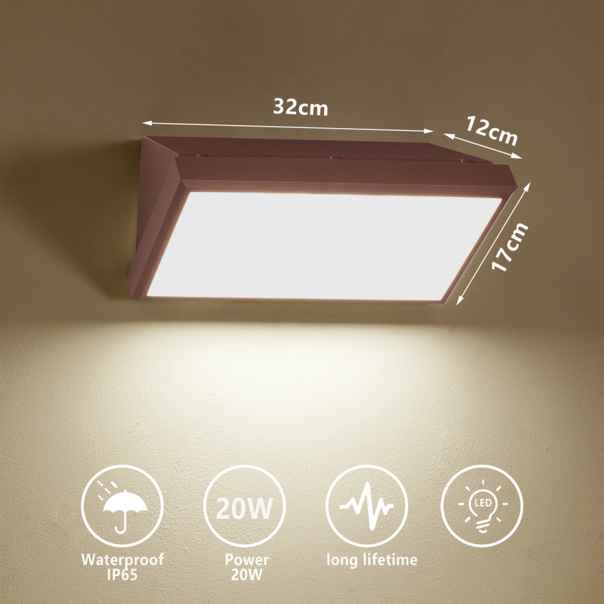 Brilagi - LED utomhusvägglampa TRIANGLE LED/20W/230V brun IP65