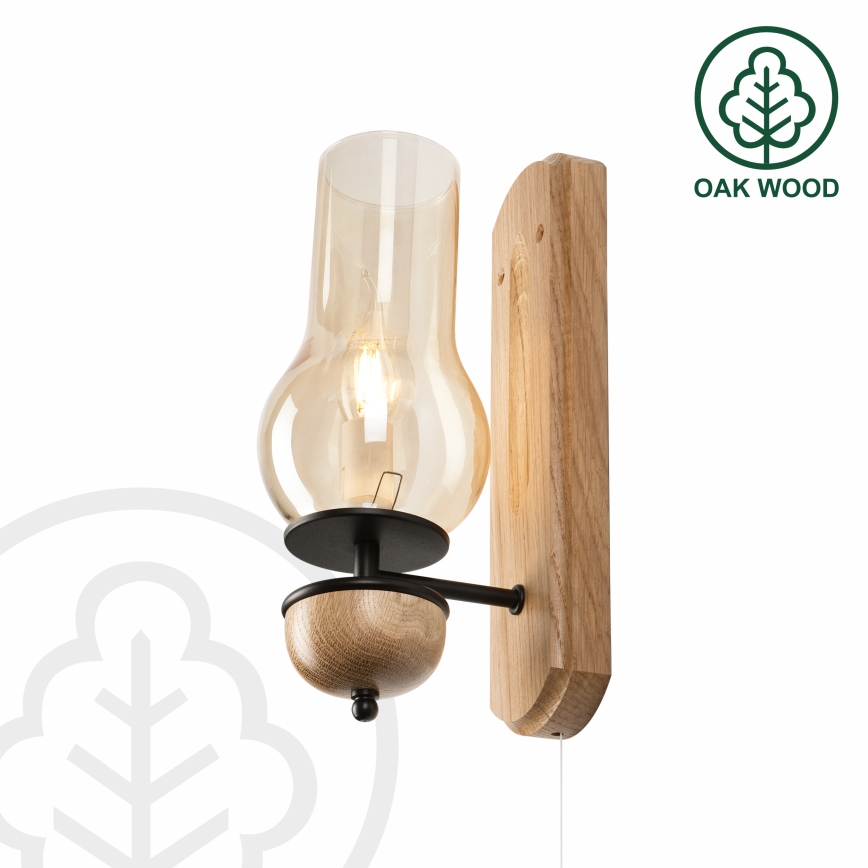 Brilagi - LED Vägglampa COTTAGE 1xE14/40W/230V ek/brun