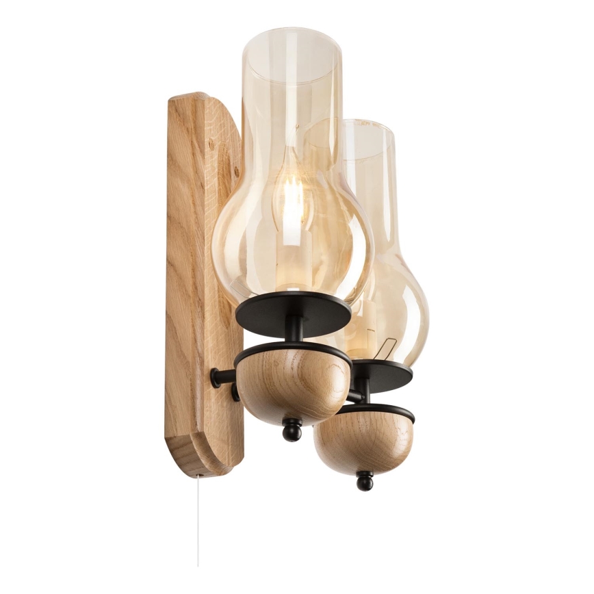Brilagi - LED Vägglampa COTTAGE 2xE14/40W/230V ek/brun