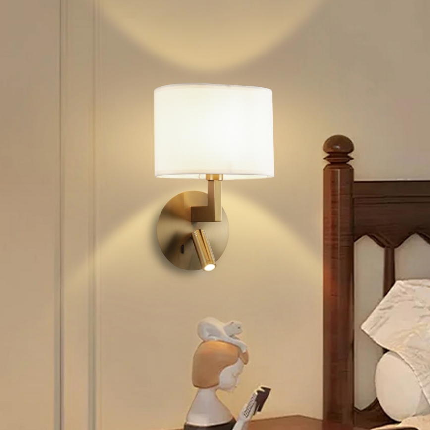 Brilagi - LED vägglampa DAYA 1xE14/40W/230V + LED/3W grädde/guld