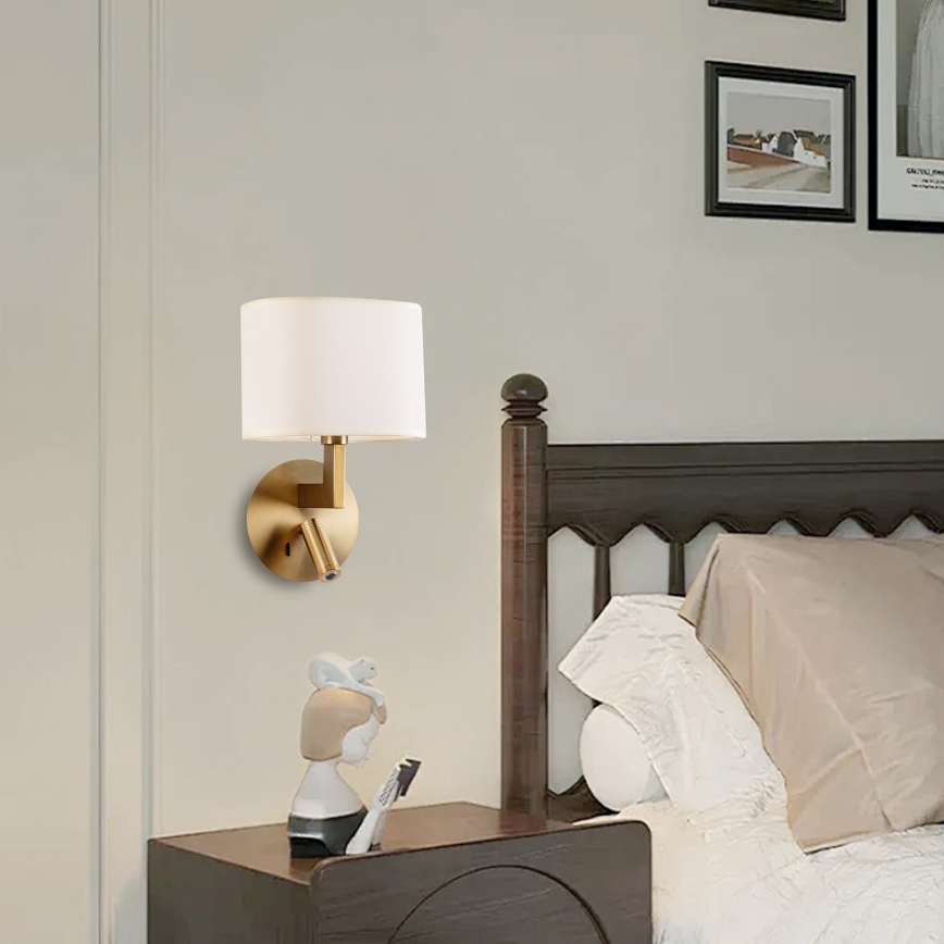 Brilagi - LED vägglampa DAYA 1xE14/40W/230V + LED/3W grädde/guld
