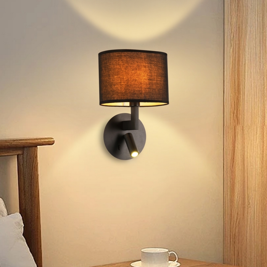 Brilagi - LED vägglampa DAYA 1xE14/40W/230V + LED/3W svart
