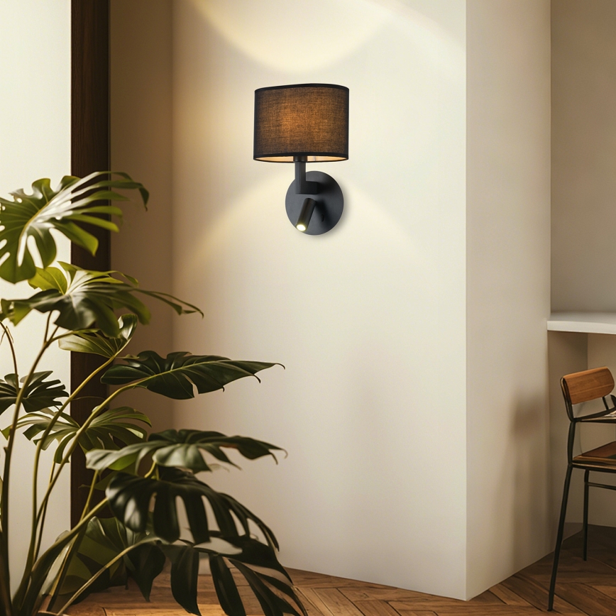 Brilagi - LED vägglampa DAYA 1xE14/40W/230V + LED/3W svart