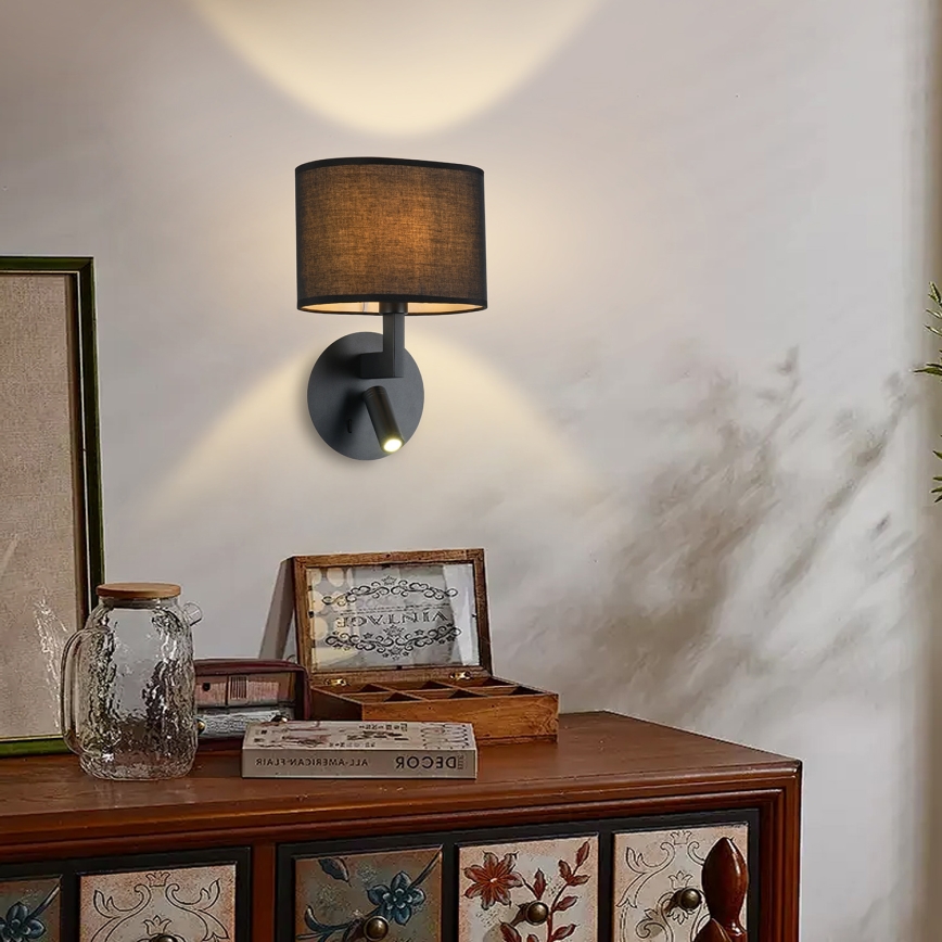 Brilagi - LED vägglampa DAYA 1xE14/40W/230V + LED/3W svart