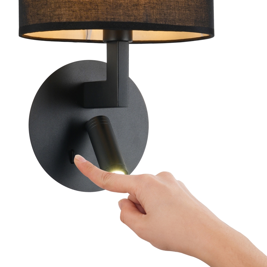 Brilagi - LED vägglampa DAYA 1xE14/40W/230V + LED/3W svart