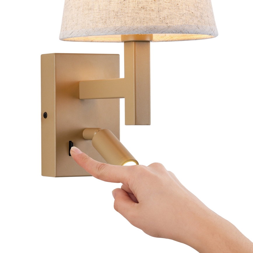 Brilagi - LED vägglampa DEYA 1xE14/40W/230V + LED/3W lin/guld