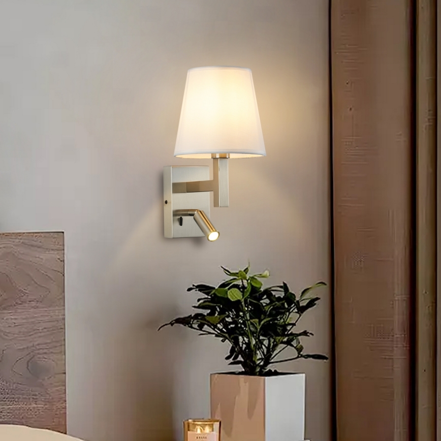 Brilagi - LED vägglampa DEYA 1xE14/40W/230V + LED/3W vit/matt krom