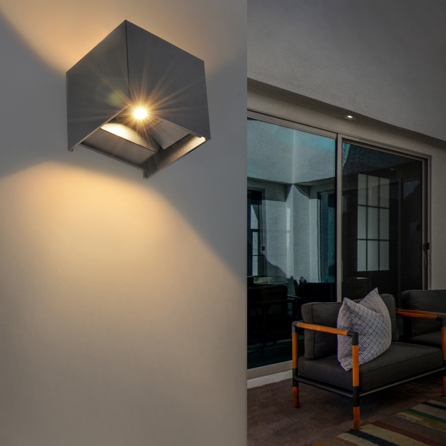 Brilagi - LED vägglampa för utomhusbruk CUBE LED/6W/230V antracit IP54