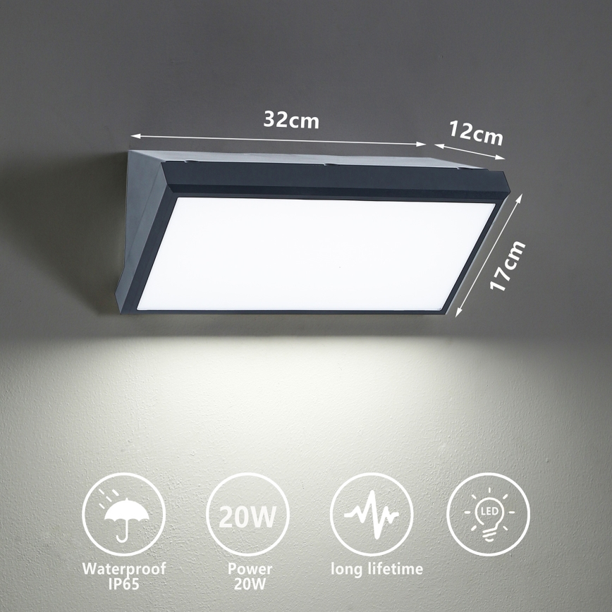 Brilagi - LED vägglampa för utomhusbruk TRIANGLE LED/20W/230V antracit IP65