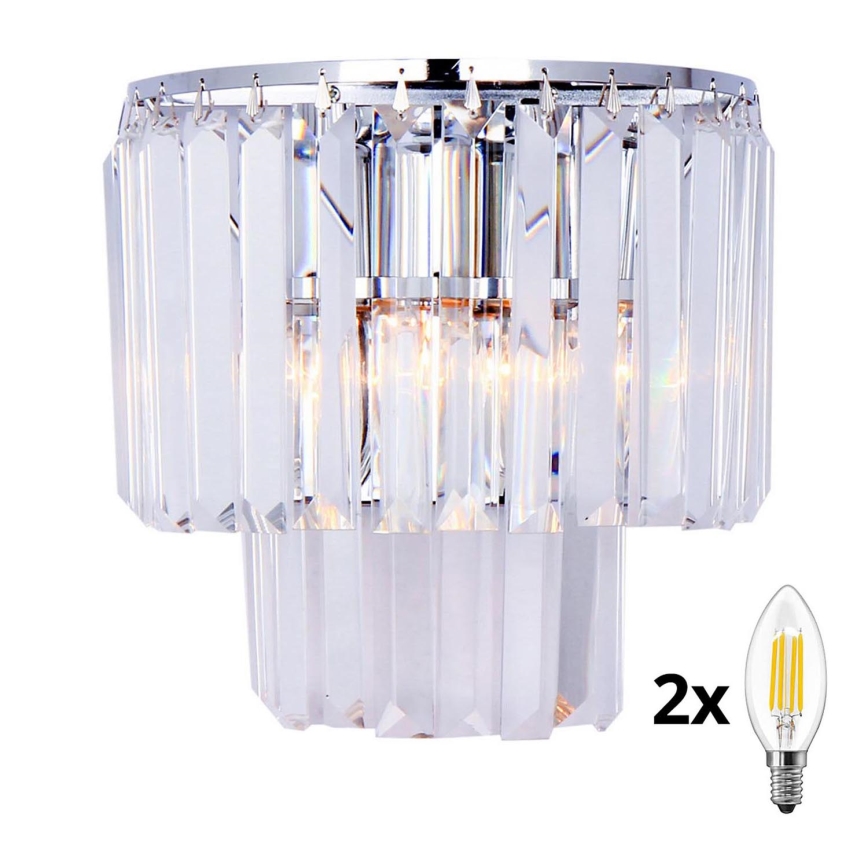 Brilagi - LED Vägglampa i kristall MOZART 2xE14/40W/230V skinande krom