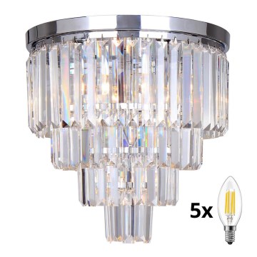 Brilagi - LED Vägglampa i kristall MOZART 5xE14/40W/230V skinande krom
