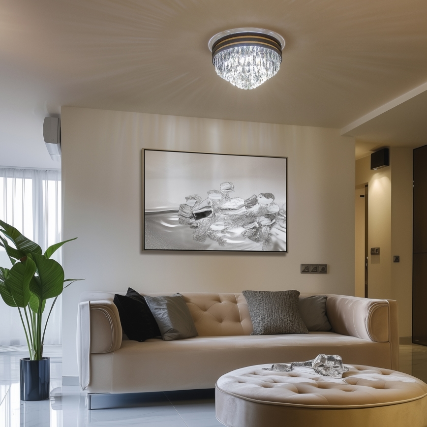 Brilagi - LED Vägglampa i kristall VELURE 5xE14/40W/230V svart