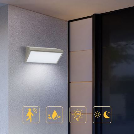 Brilagi - LED Utomhus vägglampa med sensor TRIANGLE LED/20W/230V grå IP65