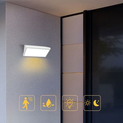 Brilagi - LED Utomhus vägglampa med sensor TRIANGLE LED/20W/230V vit IP65