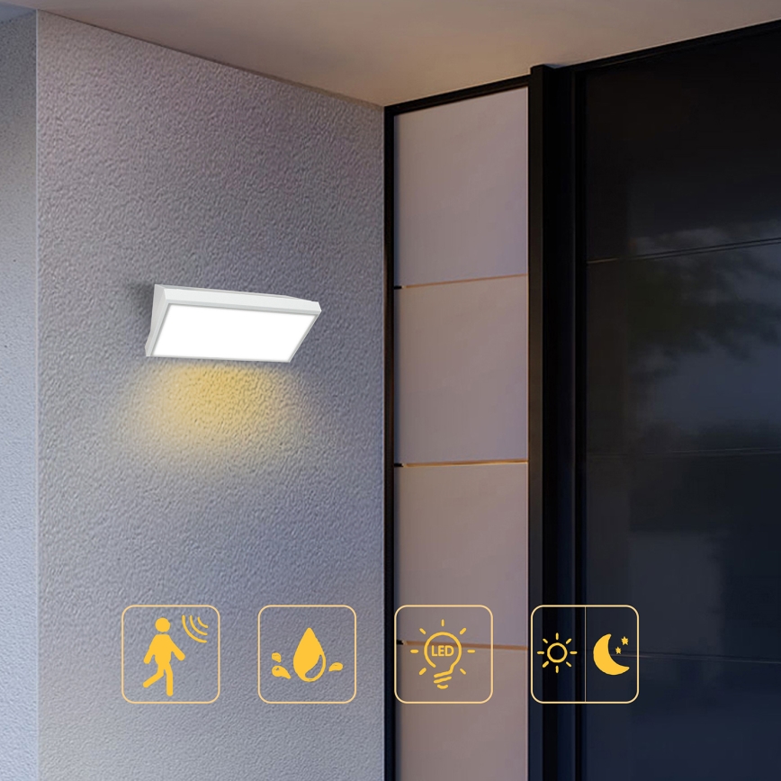 Brilagi - LED Utomhus vägglampa med sensor TRIANGLE LED/20W/230V vit IP65