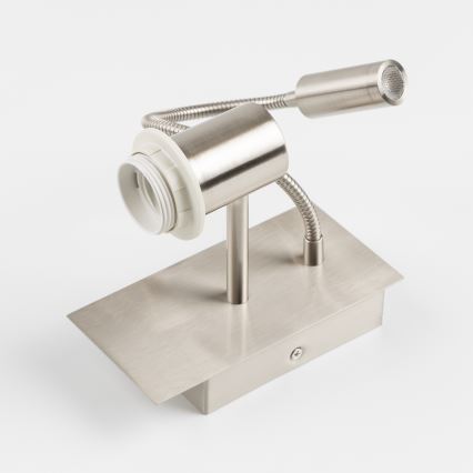 Brilagi - LED Flexibel vägglampa NUBILA 1xE27/25W/230V + LED/3W matt krom/brun