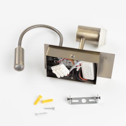 Brilagi - LED Flexibel vägglampa NUBILA 1xE27/25W/230V + LED/3W mässing/grön