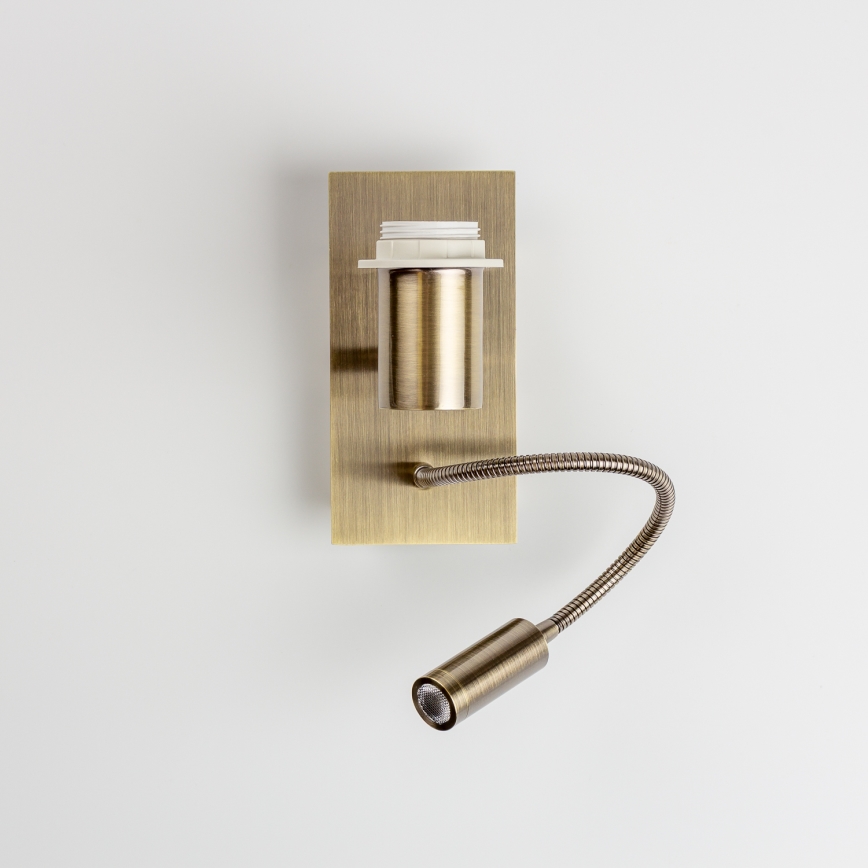 Brilagi - LED Flexibel vägglampa NUBILA 1xE27/25W/230V + LED/3W mässing/svart