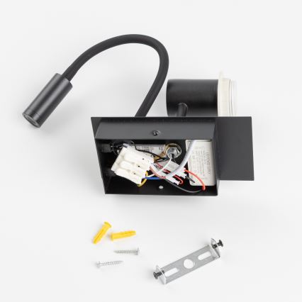 Brilagi - LED Flexibel vägglampa NUBILA 1xE27/25W/230V + LED/3W svart/brun