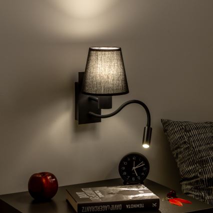 Brilagi - LED Flexibel vägglampa NUBILA 1xE27/25W/230V + LED/3W svart