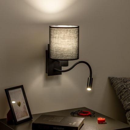 Brilagi - LED Flexibel vägglampa NUBILA 1xE27/25W/230V + LED/3W svart