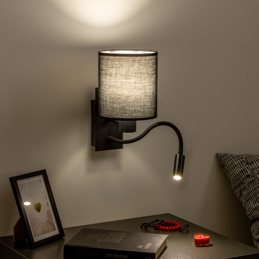 Brilagi - LED Flexibel vägglampa NUBILA 1xE27/25W/230V + LED/3W svart