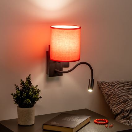 Brilagi - LED Flexibel vägglampa NUBILA 1xE27/25W/230V + LED/3W svart/röd