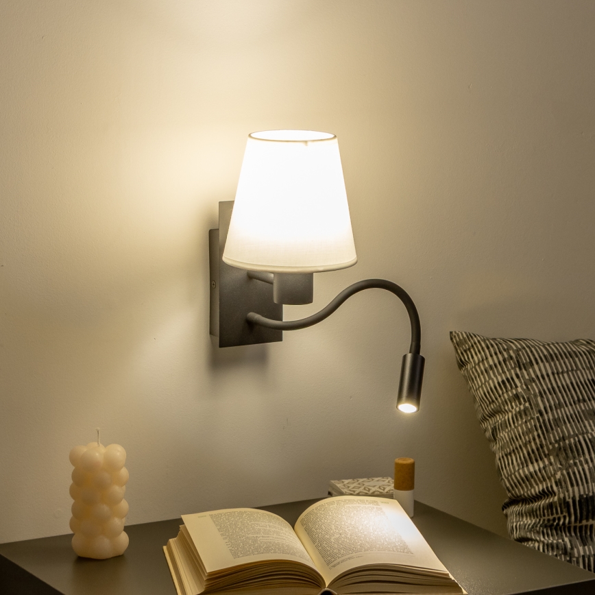 Brilagi - LED Flexibel vägglampa NUBILA 1xE27/25W/230V + LED/3W svart/vit
