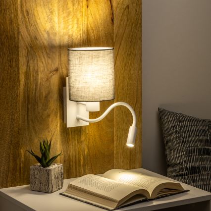 Brilagi - LED Flexibel vägglampa NUBILA 1xE27/25W/230V + LED/3W vit/antracit