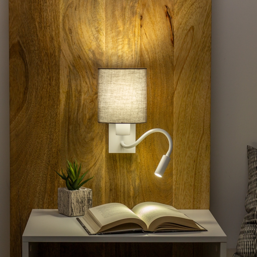 Brilagi - LED Flexibel vägglampa NUBILA 1xE27/25W/230V + LED/3W vit/antracit