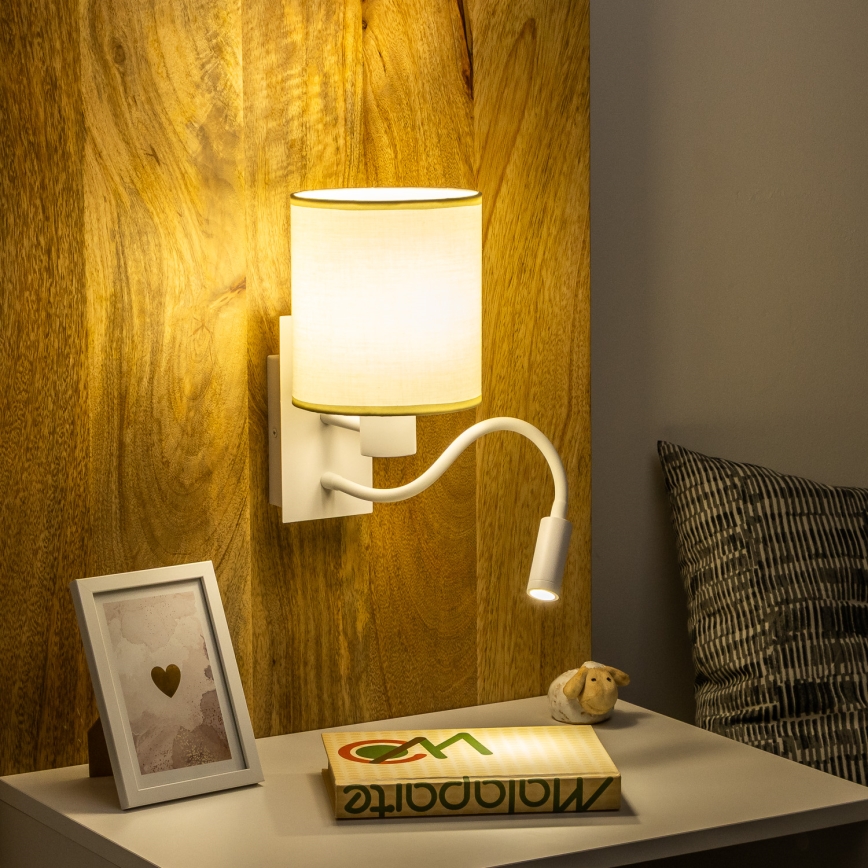 Brilagi - LED Flexibel vägglampa NUBILA 1xE27/25W/230V + LED/3W vit/grädde