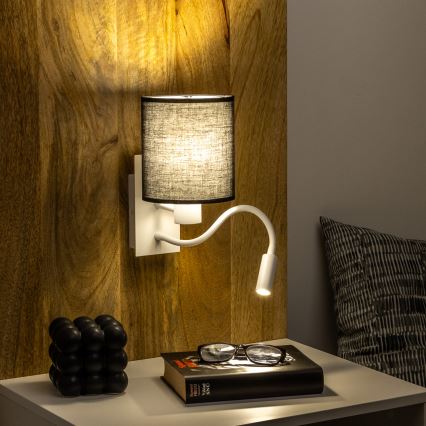 Brilagi - LED Flexibel vägglampa NUBILA 1xE27/25W/230V + LED/3W vit/svart