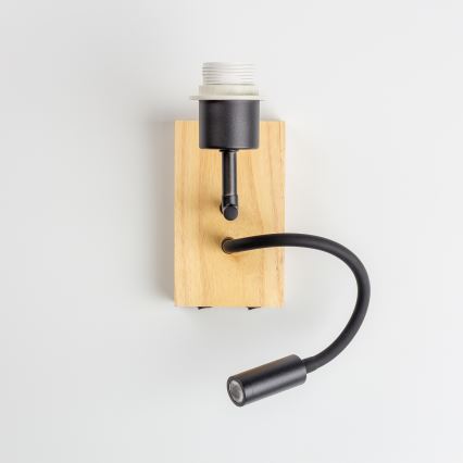 Brilagi - LED Flexibel vägglampa NUBILA WOOD 1xE27/25W/230V + LED/3W ek/brun