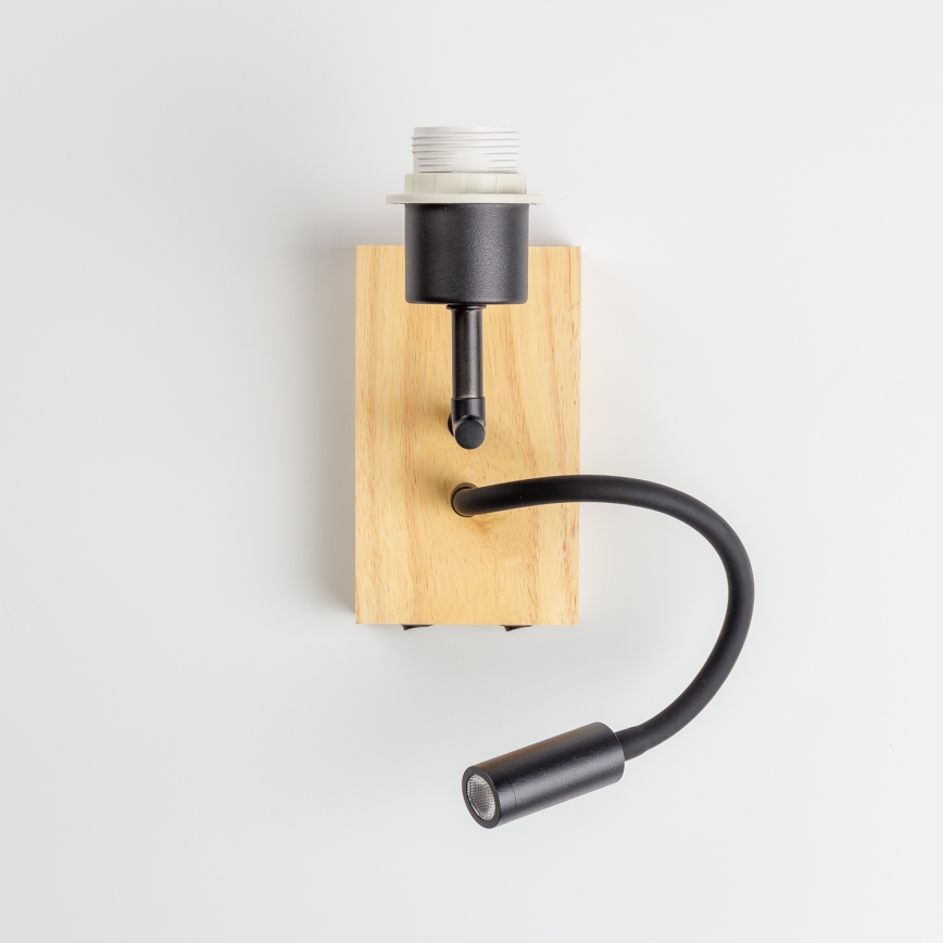 Brilagi - LED Flexibel vägglampa NUBILA WOOD 1xE27/25W/230V + LED/3W ek/brun