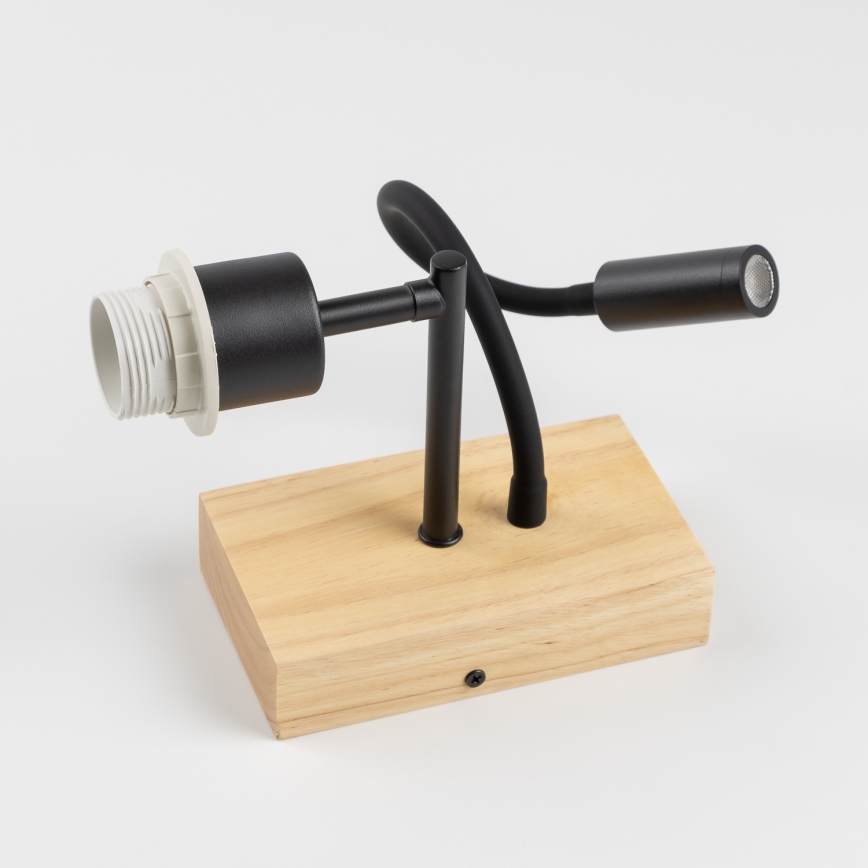 Brilagi - LED Flexibel vägglampa NUBILA WOOD 1xE27/25W/230V + LED/3W ek/brun