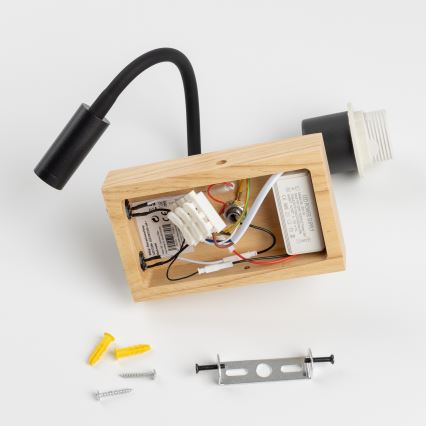 Brilagi - LED Flexibel vägglampa NUBILA WOOD 1xE27/25W/230V + LED/3W ek/brun