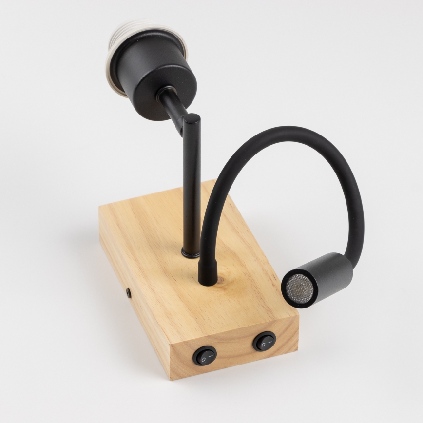 Brilagi - LED Flexibel vägglampa NUBILA WOOD 1xE27/25W/230V + LED/3W ek/brun