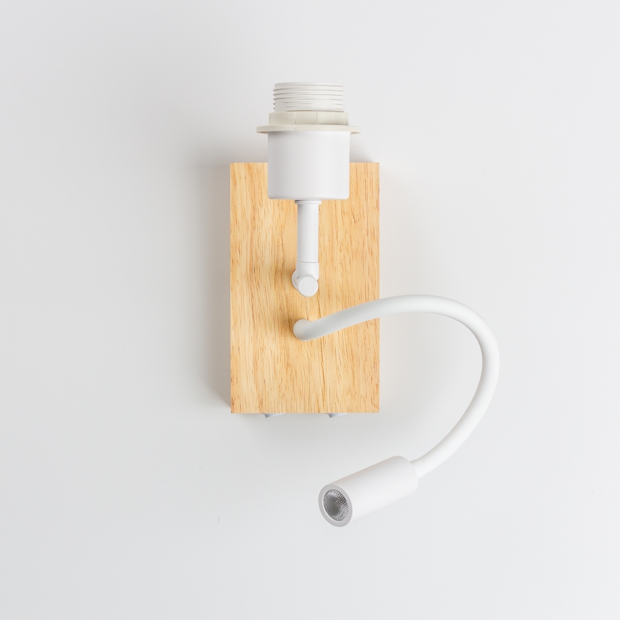 Brilagi - LED Flexibel vägglampa NUBILA WOOD 1xE27/25W/230V + LED/3W ek/grå