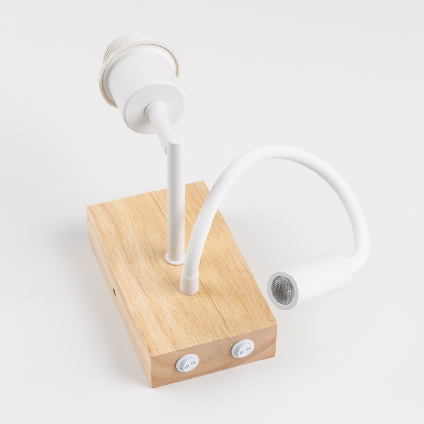 Brilagi - LED Flexibel vägglampa NUBILA WOOD 1xE27/25W/230V + LED/3W ek/grå
