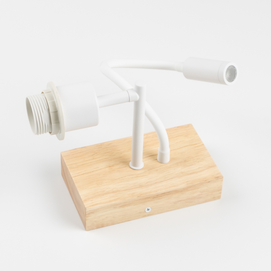 Brilagi - LED Flexibel vägglampa NUBILA WOOD 1xE27/25W/230V + LED/3W ek/grå