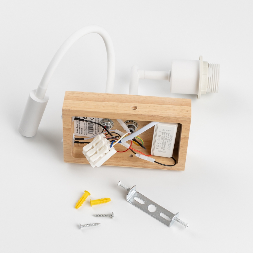 Brilagi - LED Flexibel vägglampa NUBILA WOOD 1xE27/25W/230V + LED/3W ek/grå
